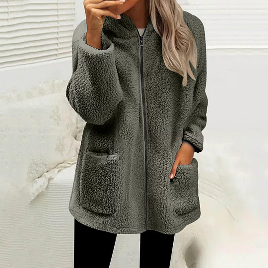 Stien - Gilet en maille femme à col montant zippé et boutons décoratifs