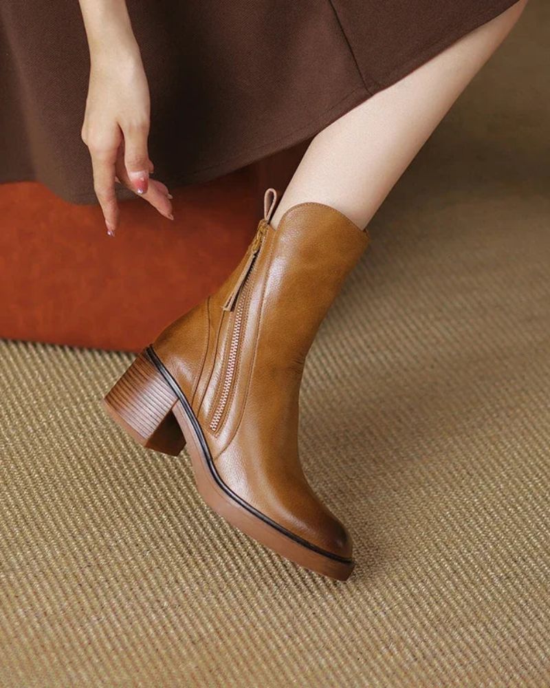 Helara - Bottes en Cuir Noires Élégantes et Confortables