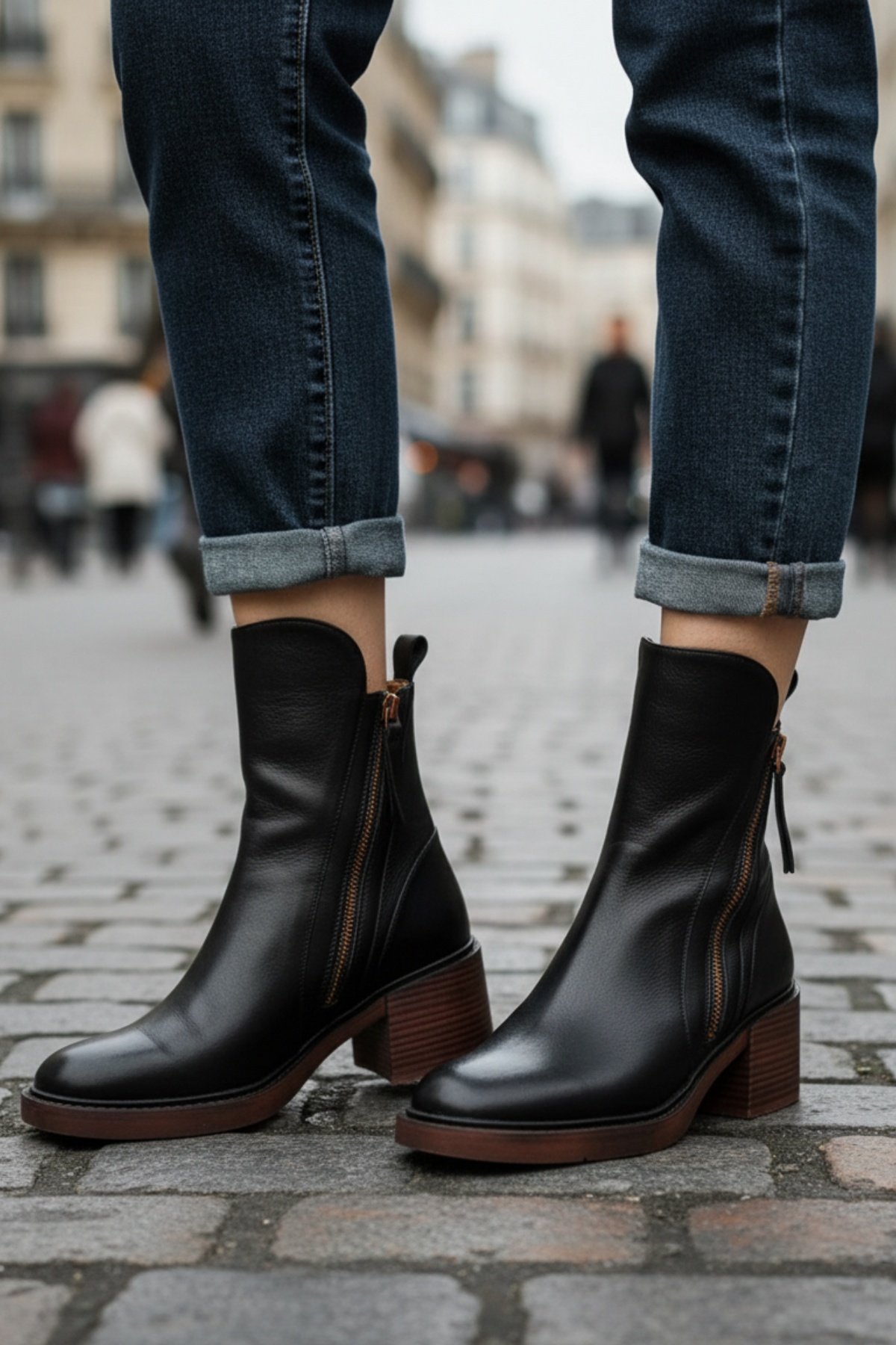 Helara - Bottes en Cuir Noires Élégantes et Confortables