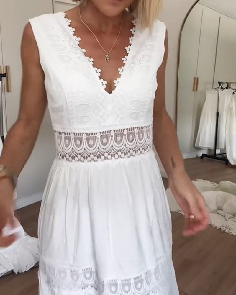 Mirna - Robe débardeur en dentelle avec décolleté en V
