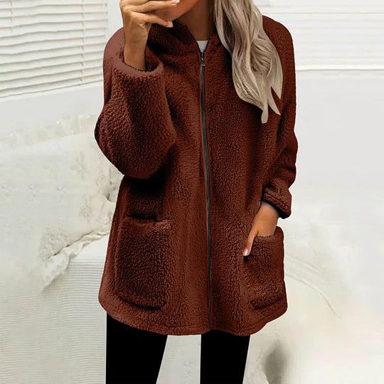 Stien - Gilet en maille femme à col montant zippé et boutons décoratifs