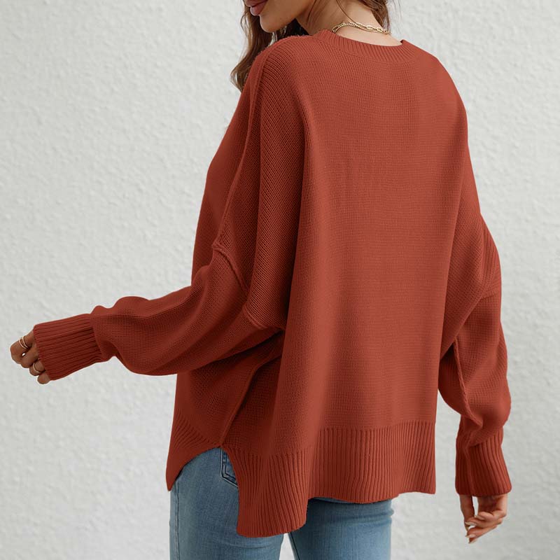 Casual Gebreide Trui In Effen Kleur