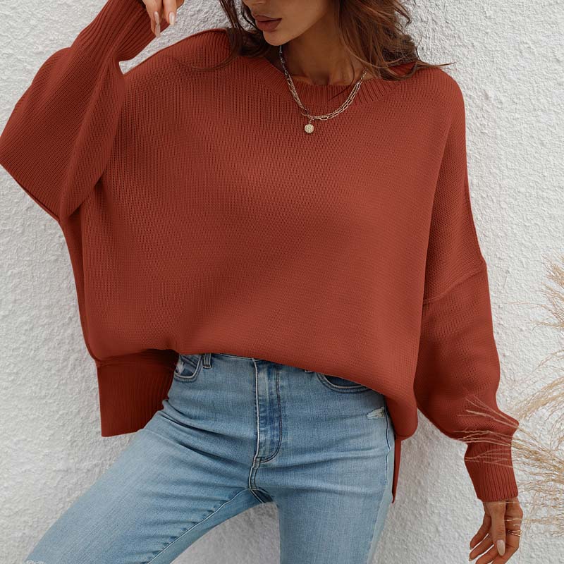 Casual Gebreide Trui In Effen Kleur