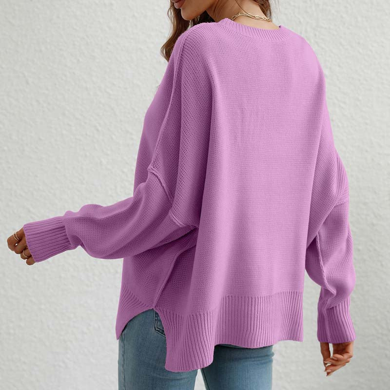 Casual Gebreide Trui In Effen Kleur
