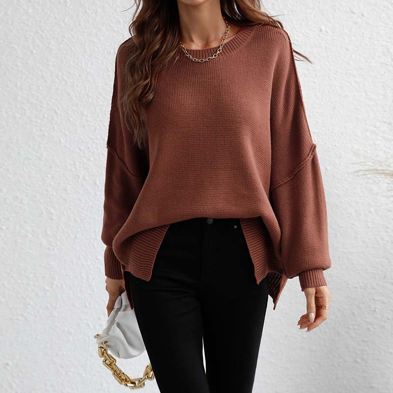 Casual Gebreide Trui In Effen Kleur