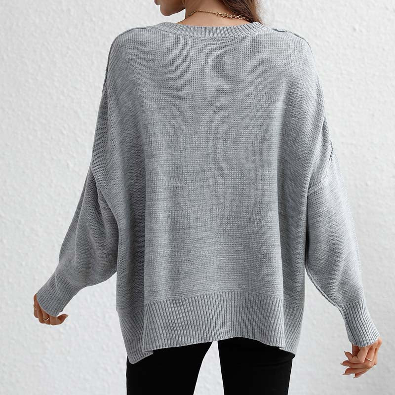 Casual Gebreide Trui In Effen Kleur