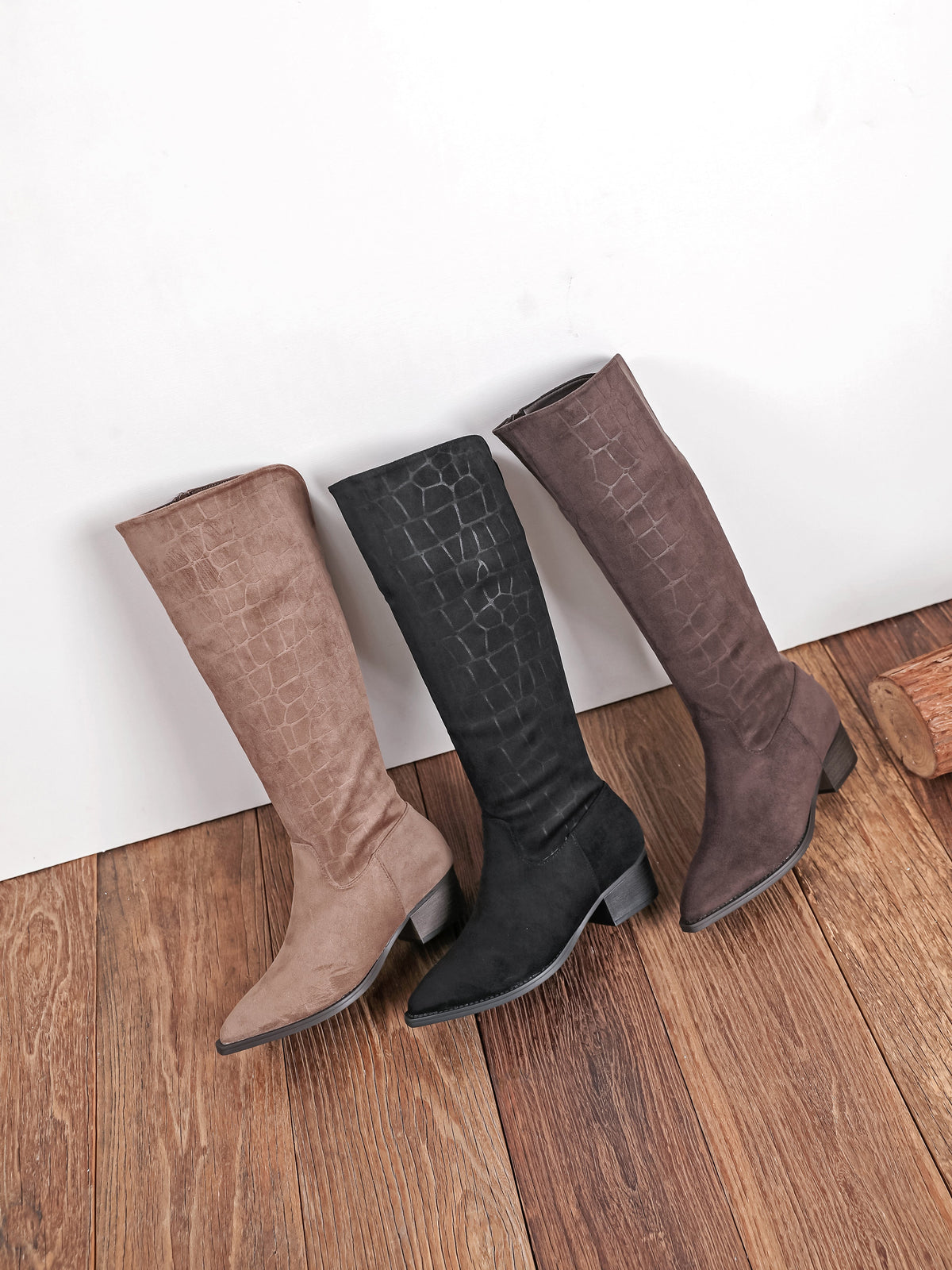 Pattern High Boots - Black