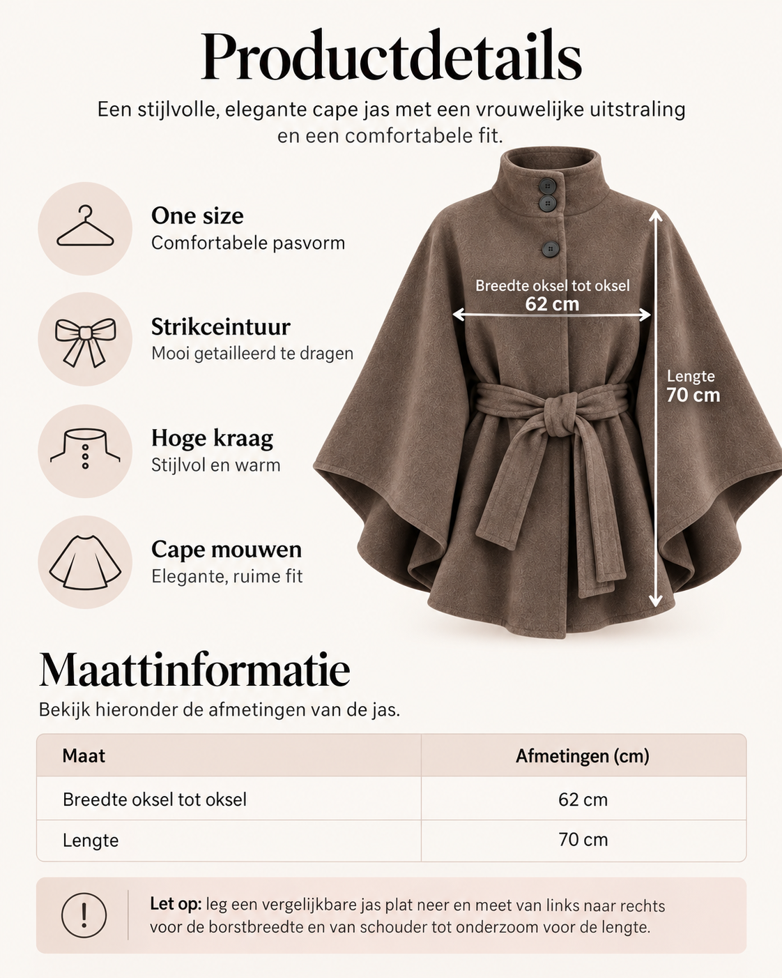 Maëlle - Poncho à col roulé avec ceinture