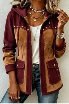 Koosje  - Veste à Capuche Femme Bicolore avec Fermeture Éclair et Poches