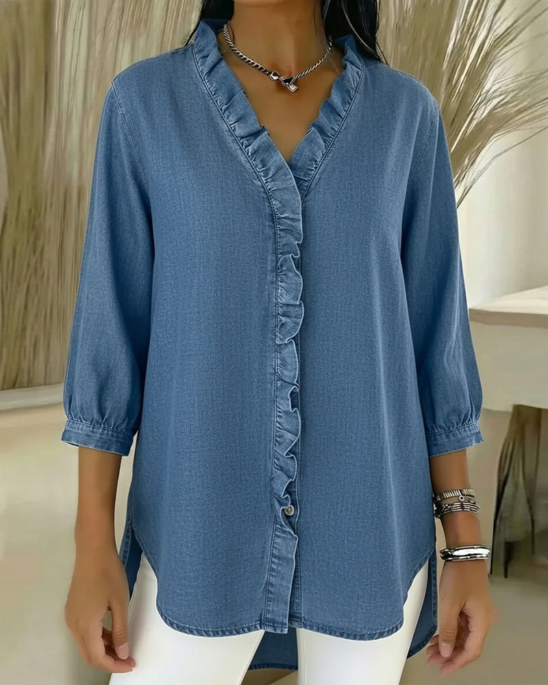 Selyra - Blouse Élégante à Volants Féminins