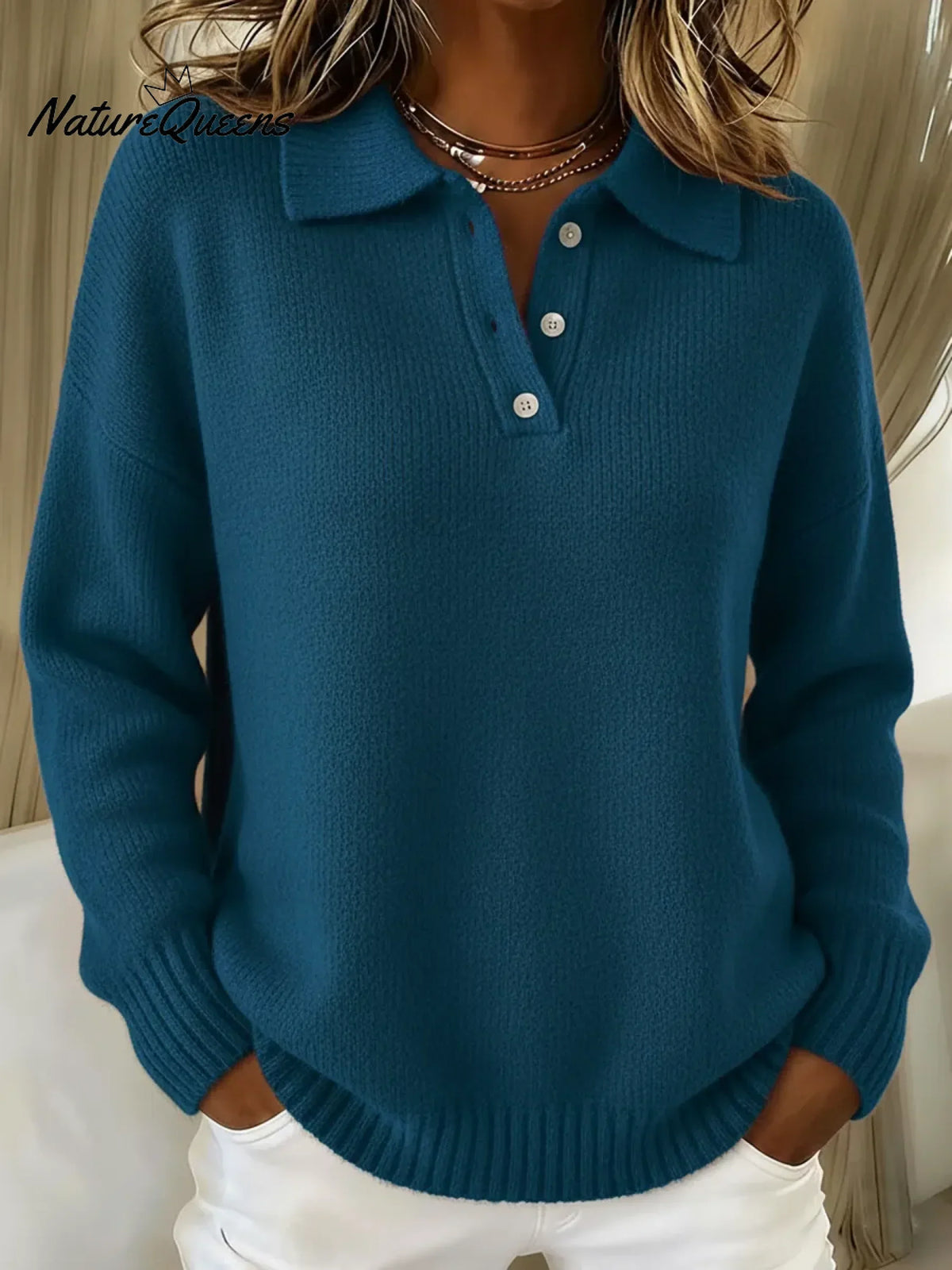 Irivana - Pull à Col Polo Classique à Manches Longues