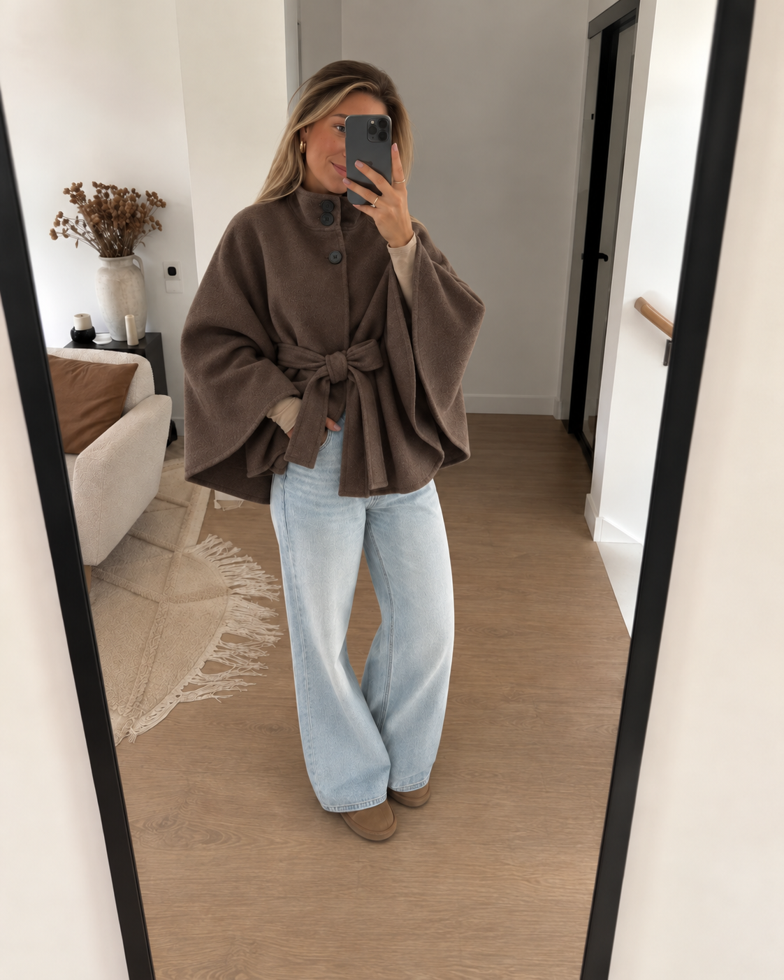 Maëlle - Poncho à col roulé avec ceinture