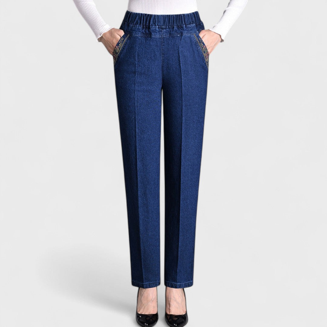 Griselia™ - Jean femme à taille élastique et poches latérales