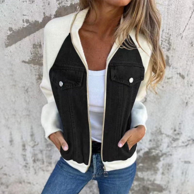 Lilia - Veste en Jean à Fermeture Éclair