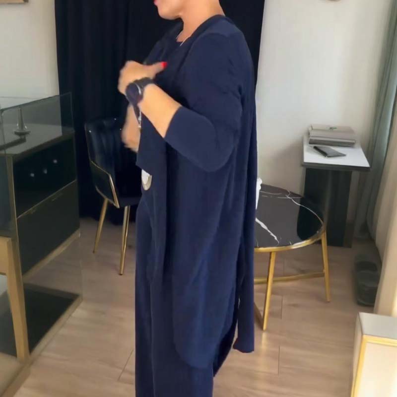 Erisandra™ - Ensemble 3 pièces élégant avec cardigan long, top et pantalon