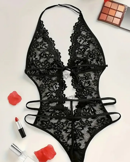 Velvette | Body met kant en diamanten hartjes